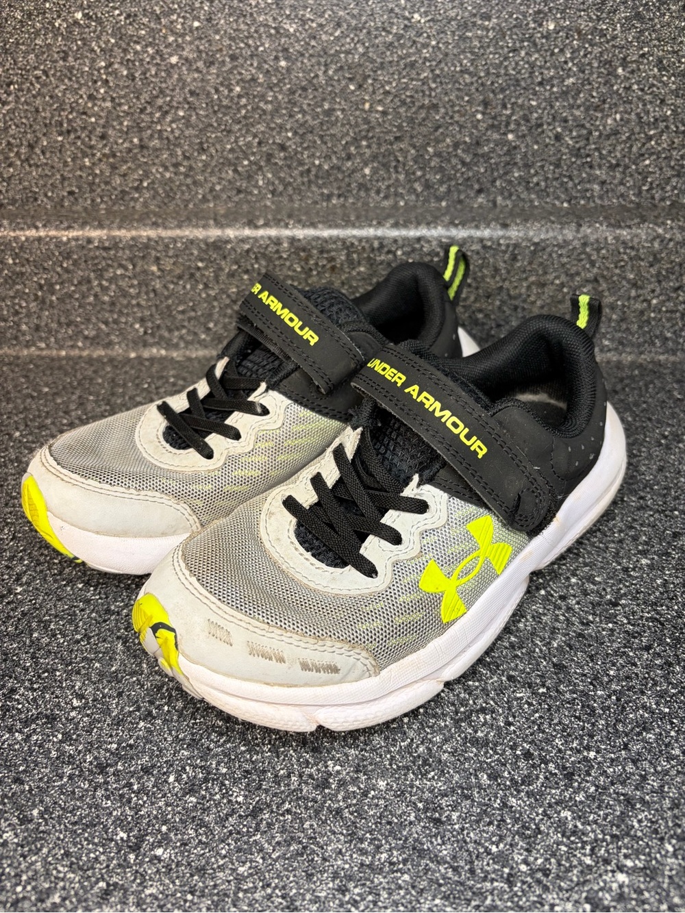 Under Armour Kids Grey & Neon Yellow Slip-On Athletic Sneakers